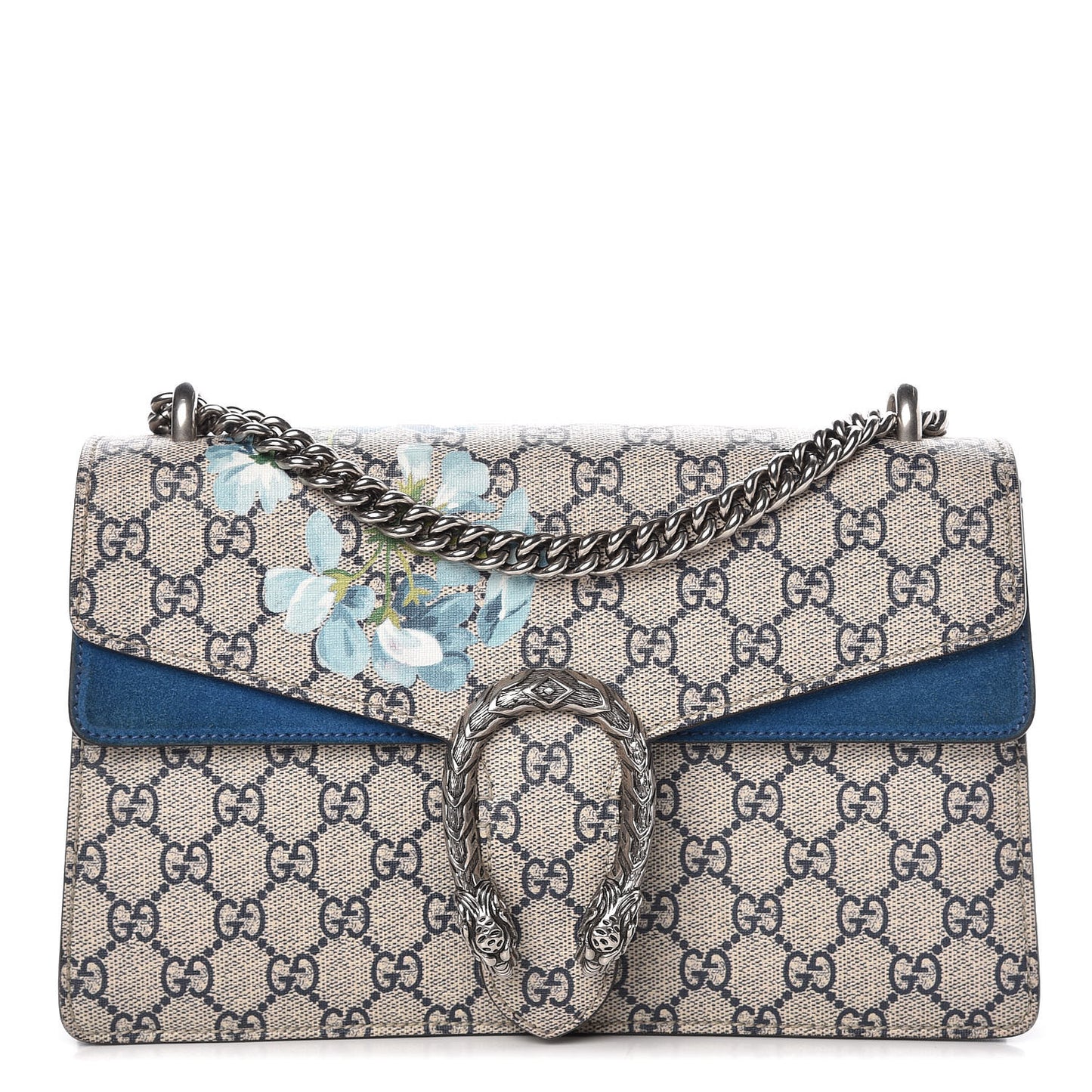 GG Supreme Monogram Blooms Small Dionysus Shoulder Bag Beige Navy Vintage Blue