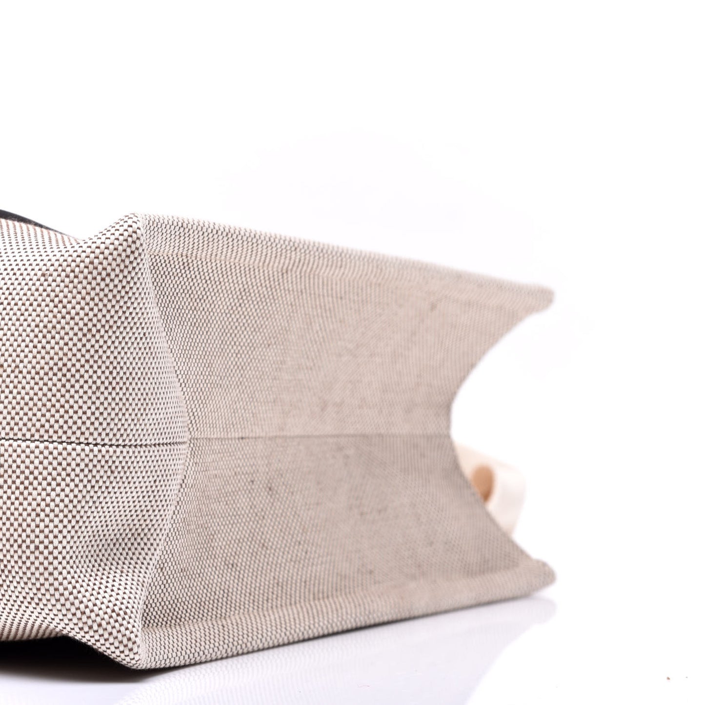 Cotton Calfskin Medium Woody Ribbon Tote White Brown