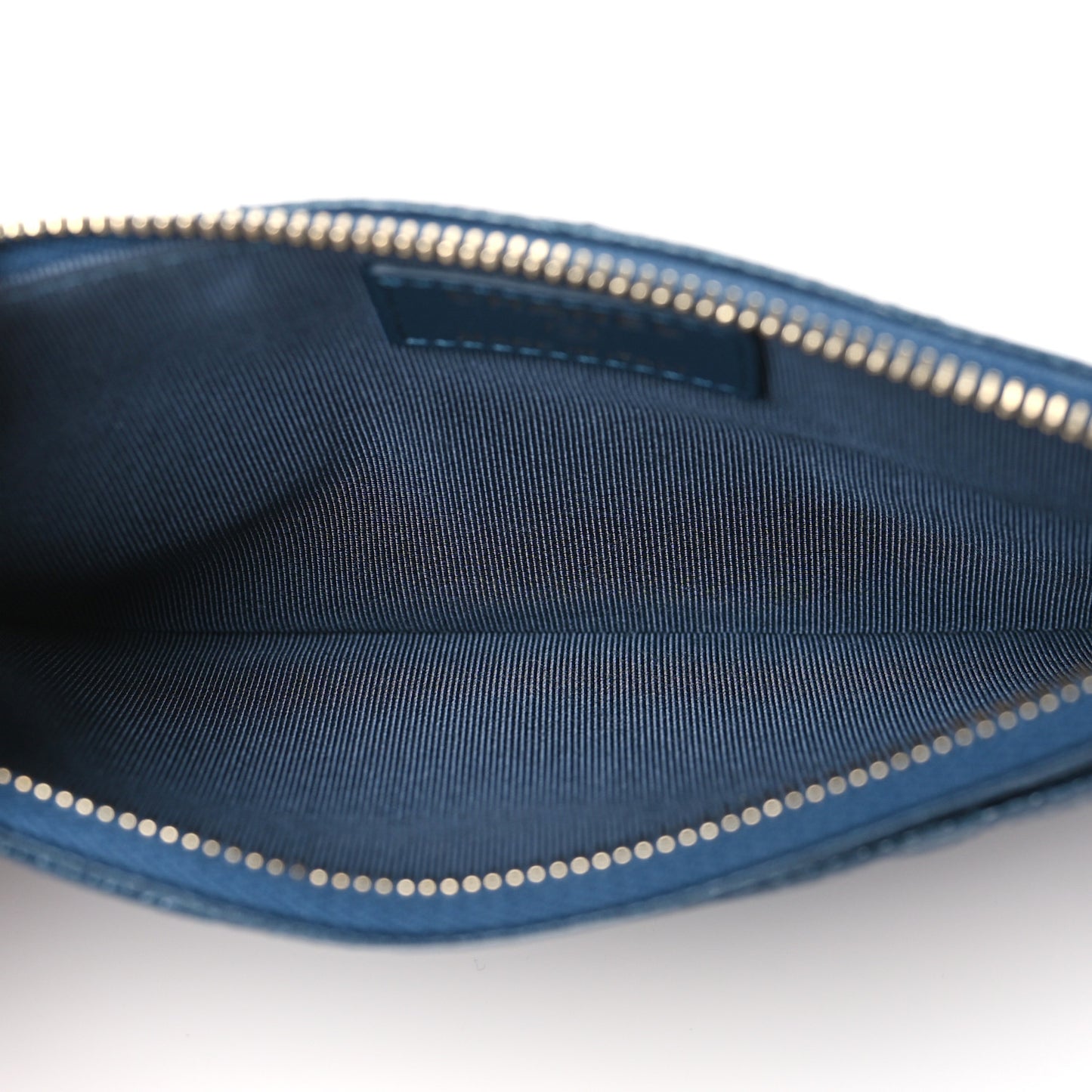 Iridescent Caviar Quilted Classic Zip Pouch Navy