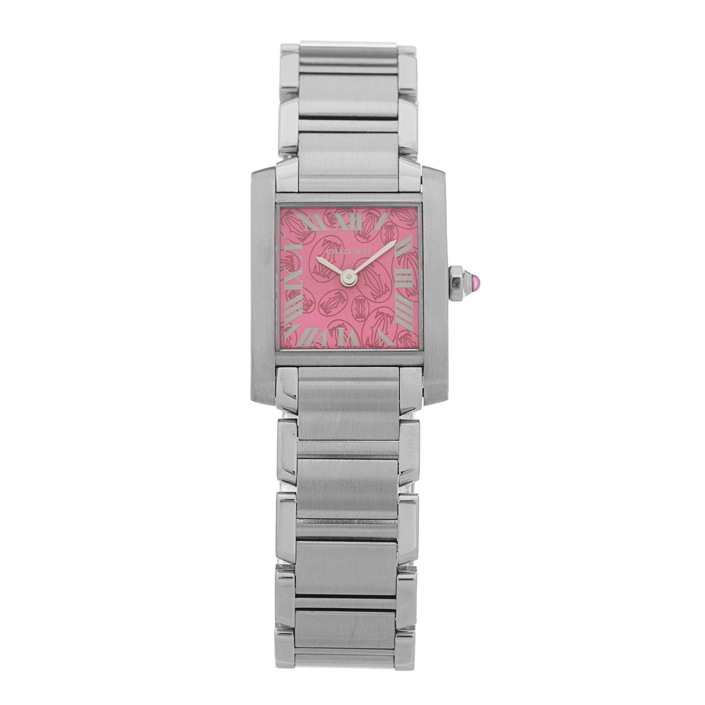 Stainless Steel 20mm Tank Francaise Quartz Watch Raspberry