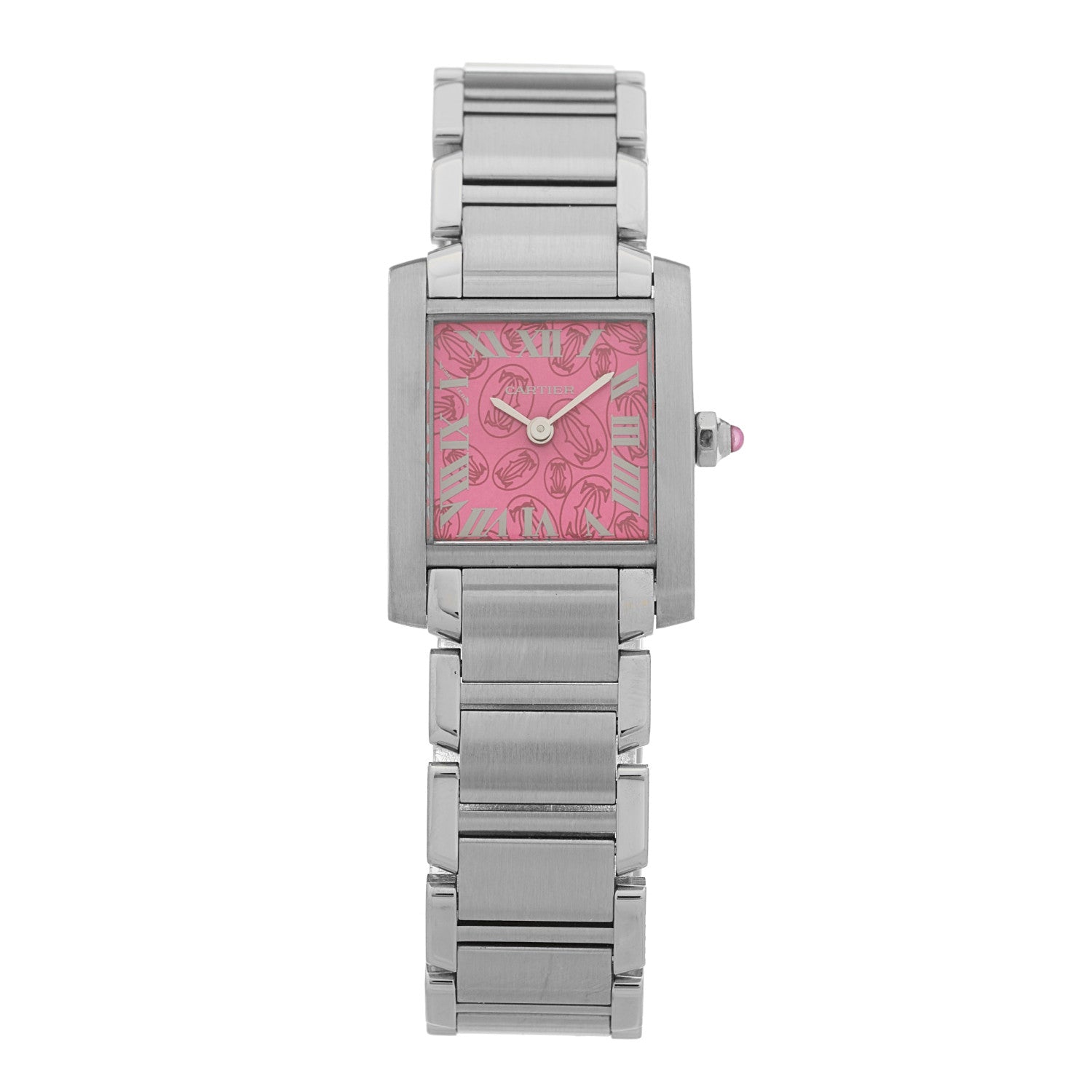 Cartier Stainless Steel 20mm Tank Francaise Quartz Watch Raspberry 1 of 5