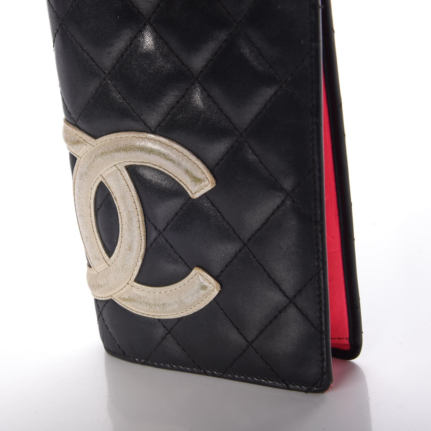 Calfskin Quilted Cambon Yen Wallet Black White