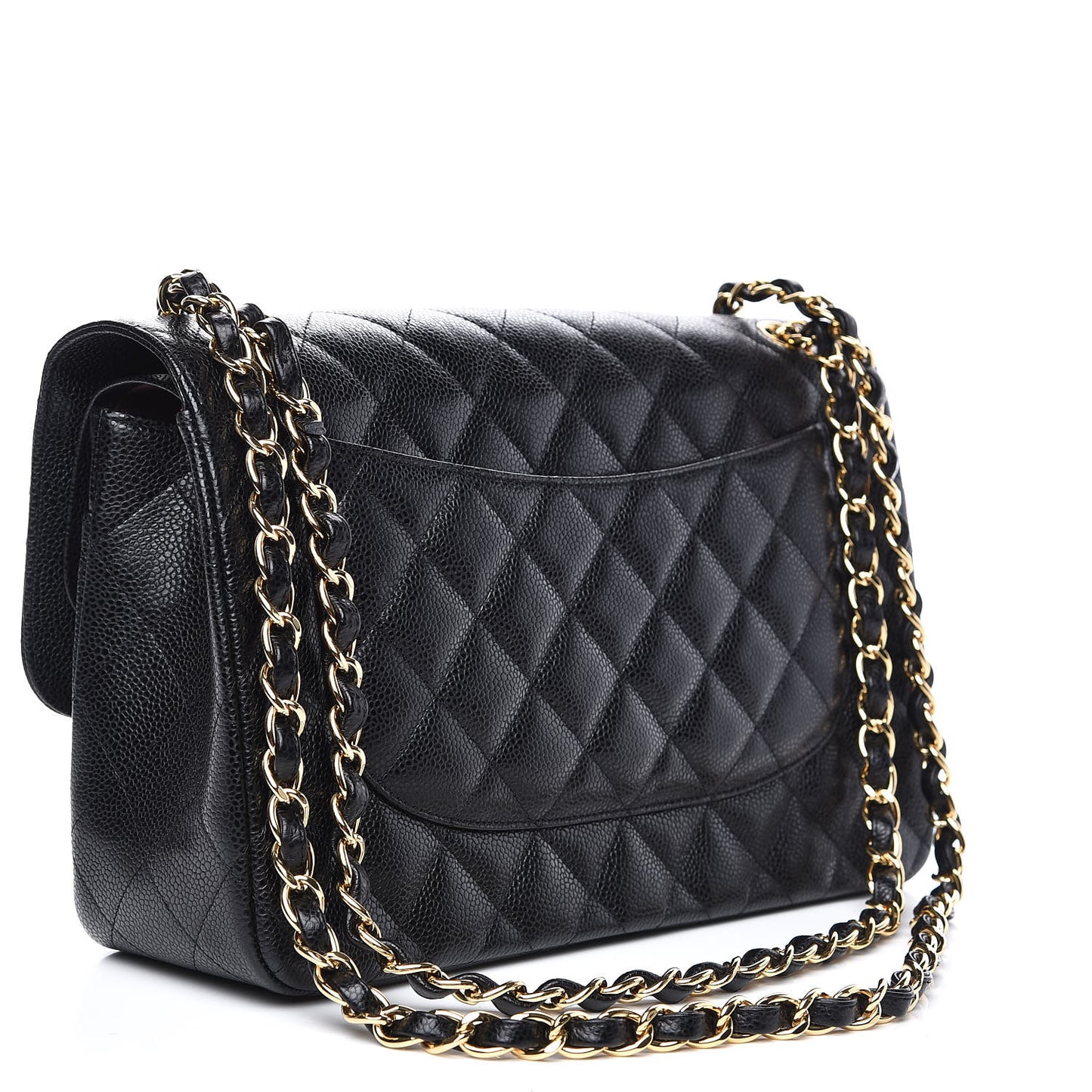 Caviar Quilted Jumbo Double Flap Black