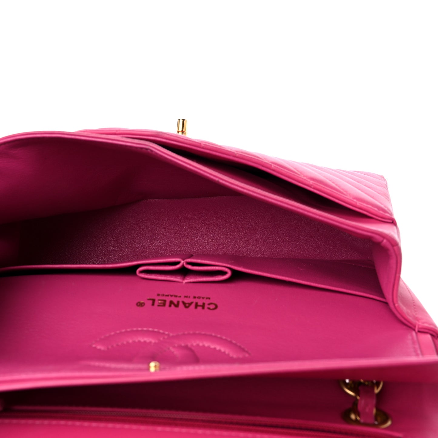 Lambskin Chevron Quilted Medium Double Flap Pink