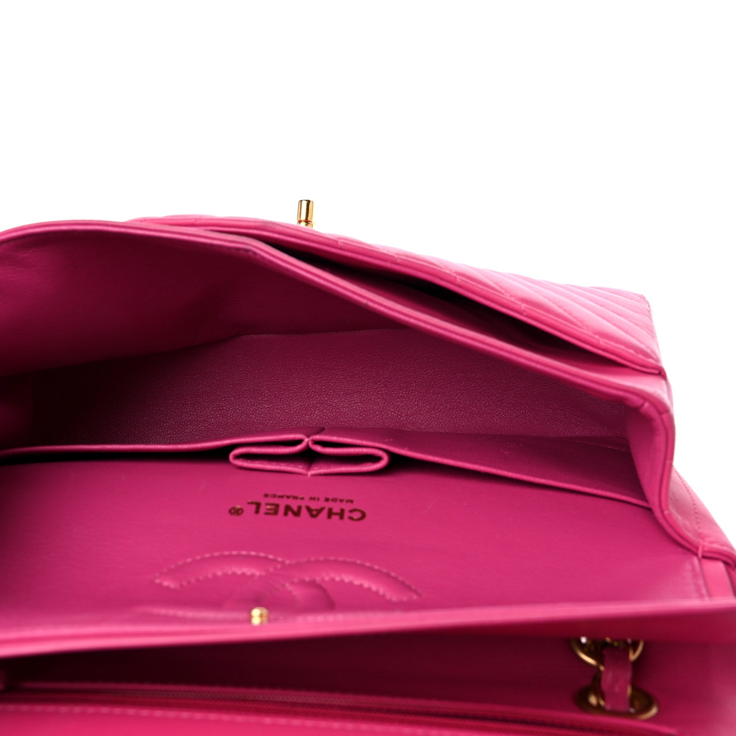Chanel Lambskin Chevron Quilted Medium Double Flap Pink 5 of 22