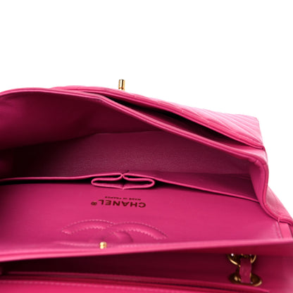 Chanel Lambskin Chevron Quilted Medium Double Flap Pink 5 of 22