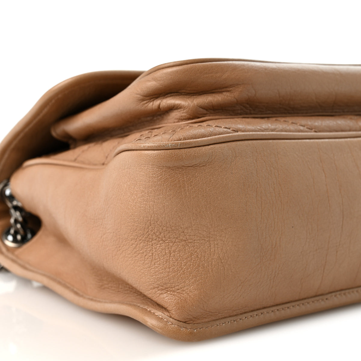 Crinkled Calfskin Matelasse Monogram Medium Niki Chain Satchel Dark Toffee