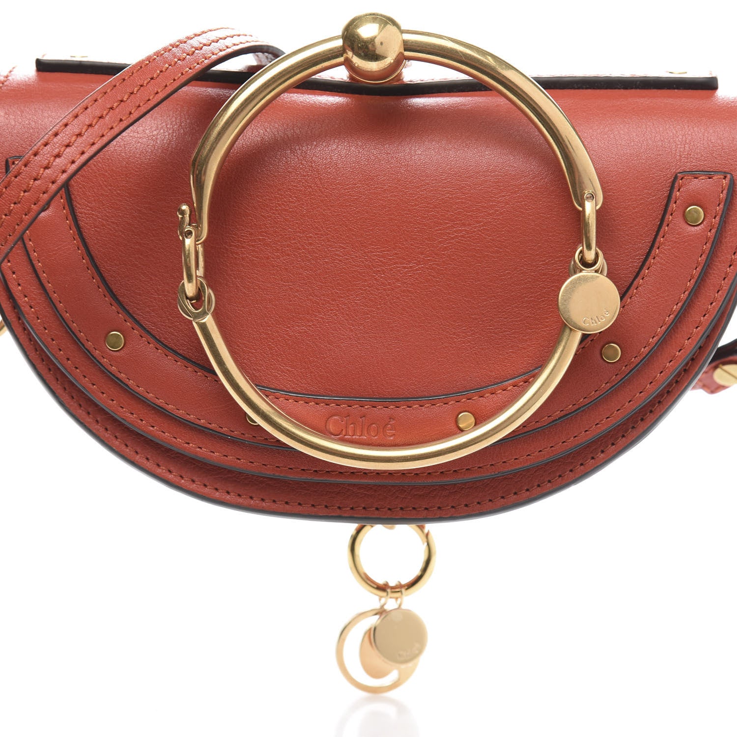 Chloe Calfskin Small Nile Bracelet Minaudiere Bag Earthy Red 9 of 9