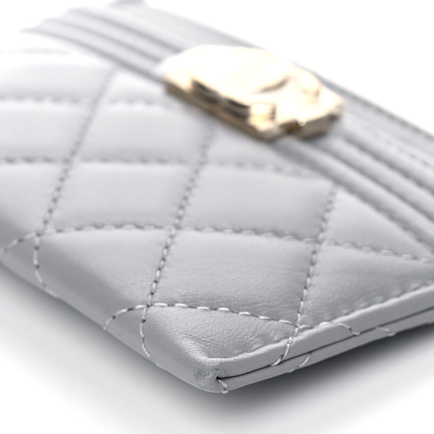 Chanel Lambskin Quilted Boy Card Holder Grey 10 of 12