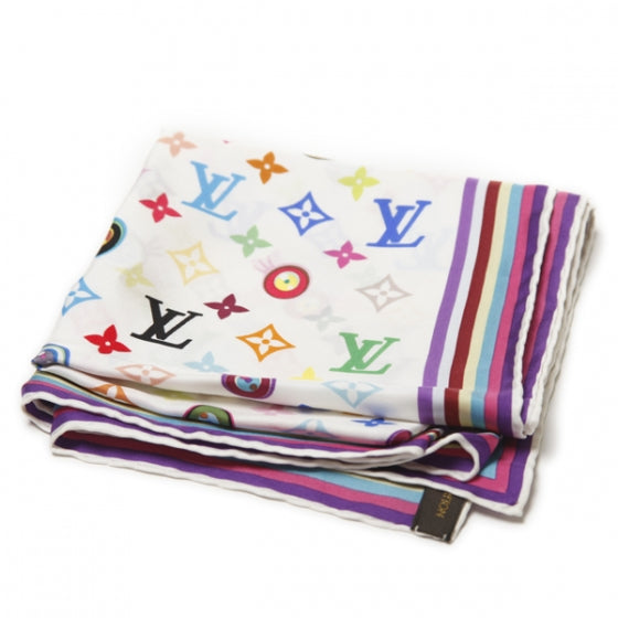 Louis Vuitton Silk Multicolor Eye Love Scarf White 4 of 6