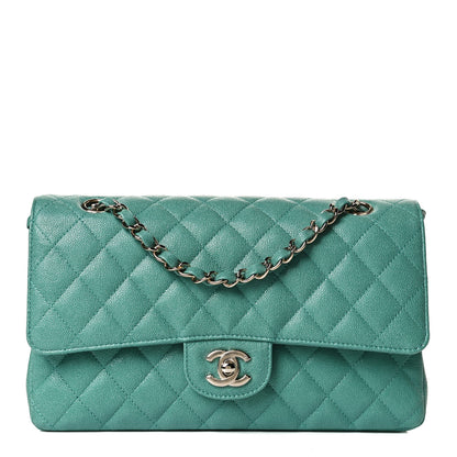 Chanel Iridescent Caviar Quilted Medium Double Flap Green 1 of 8