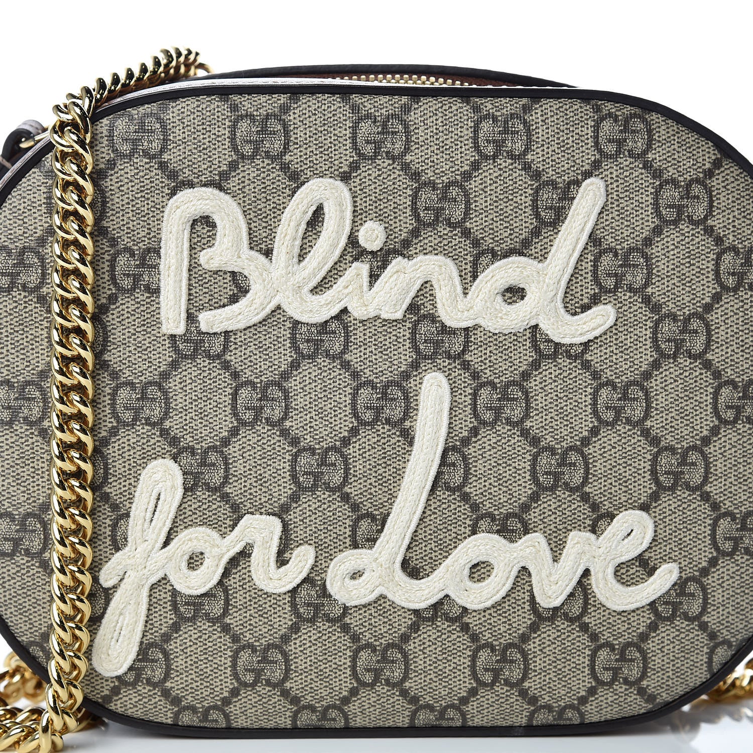 Gucci GG Supreme Monogram Blind For Love Embroidered Mini Chain Shoulder Bag Beige Tuscany 10 of 12