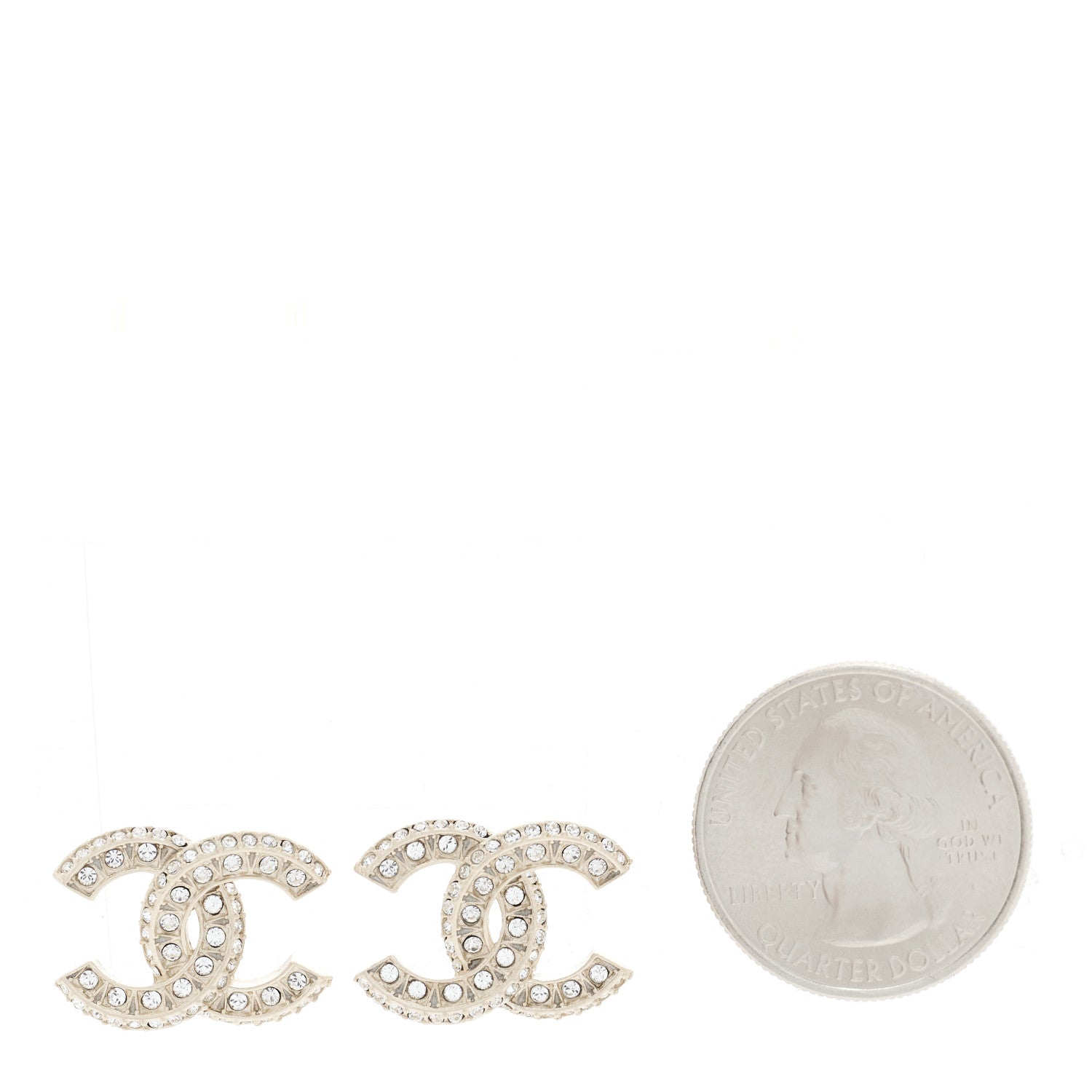 Chanel Crystal Timeless CC Earrings Light Gold 2 of 4