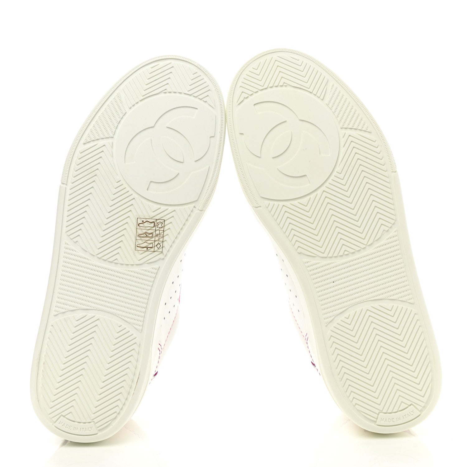 Chanel Calfskin Womens Logo Sneakers 37.5 White Pink 5 of 9