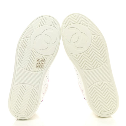 Chanel Calfskin Womens Logo Sneakers 37.5 White Pink 5 of 9