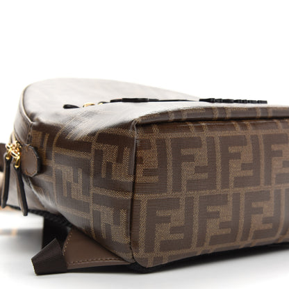 Fendi X FILA Glazed Fabric Vitello Century FF 1974 Mania Mini Backpack Mogano Panna Blueberry 8 of 9