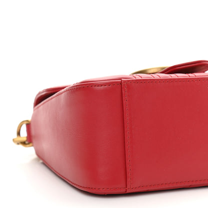 Gucci Calfskin Matelasse Mini GG Marmont Top Handle Shoulder Bag Hibiscus Red 9 of 12