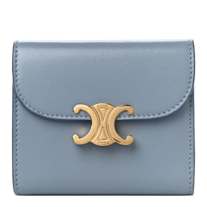 Celine Shiny Smooth Lambskin Small Triomphe Wallet Arctic Blue 1 of 13