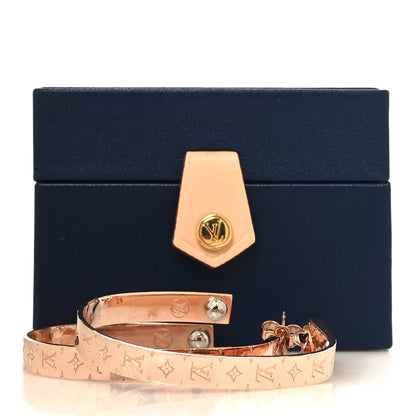 Louis Vuitton Metal Nanogram Hoop Earrings Pink Gold 5 of 5