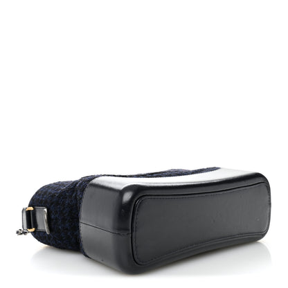 Chanel Tweed Calfskin Quilted Medium Gabrielle Hobo Black Blue 4 of 13