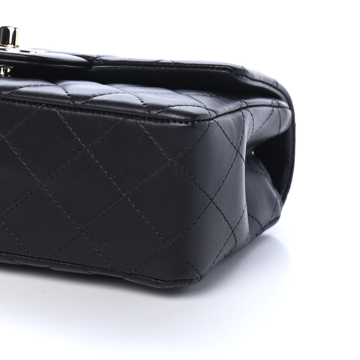 Lambskin Quilted Mini Rectangular Flap Black
