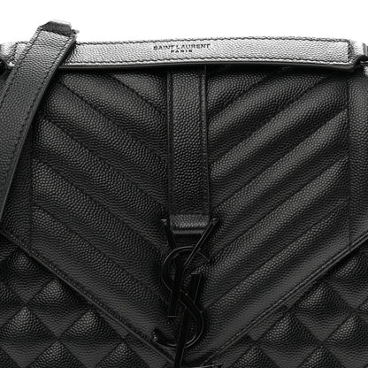 Saint Laurent Grain De Poudre Textured Mixed Matelasse Triquilt Medium Monogram Monochrome Satchel Black 8 of 10