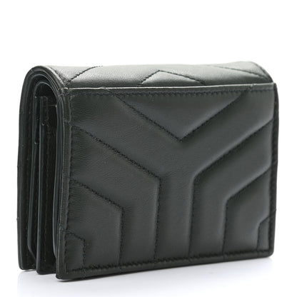 Saint Laurent Lambskin Y Quilted Monogram Loulou Flap Wallet Olive 3 of 11