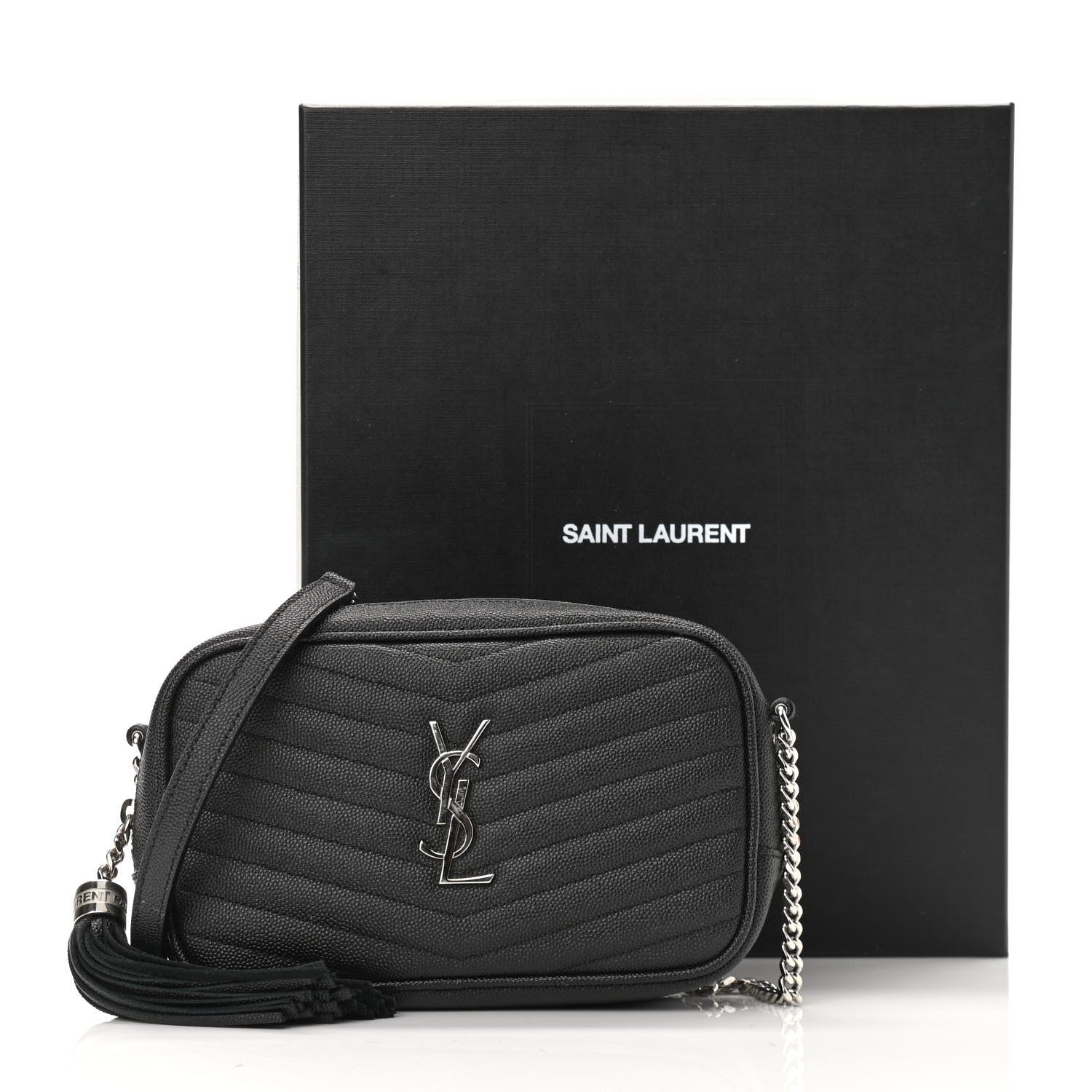 Saint Laurent Grain De Poudre Matelasse Monogram Mini Lou Camera Bag Black 11 of 11