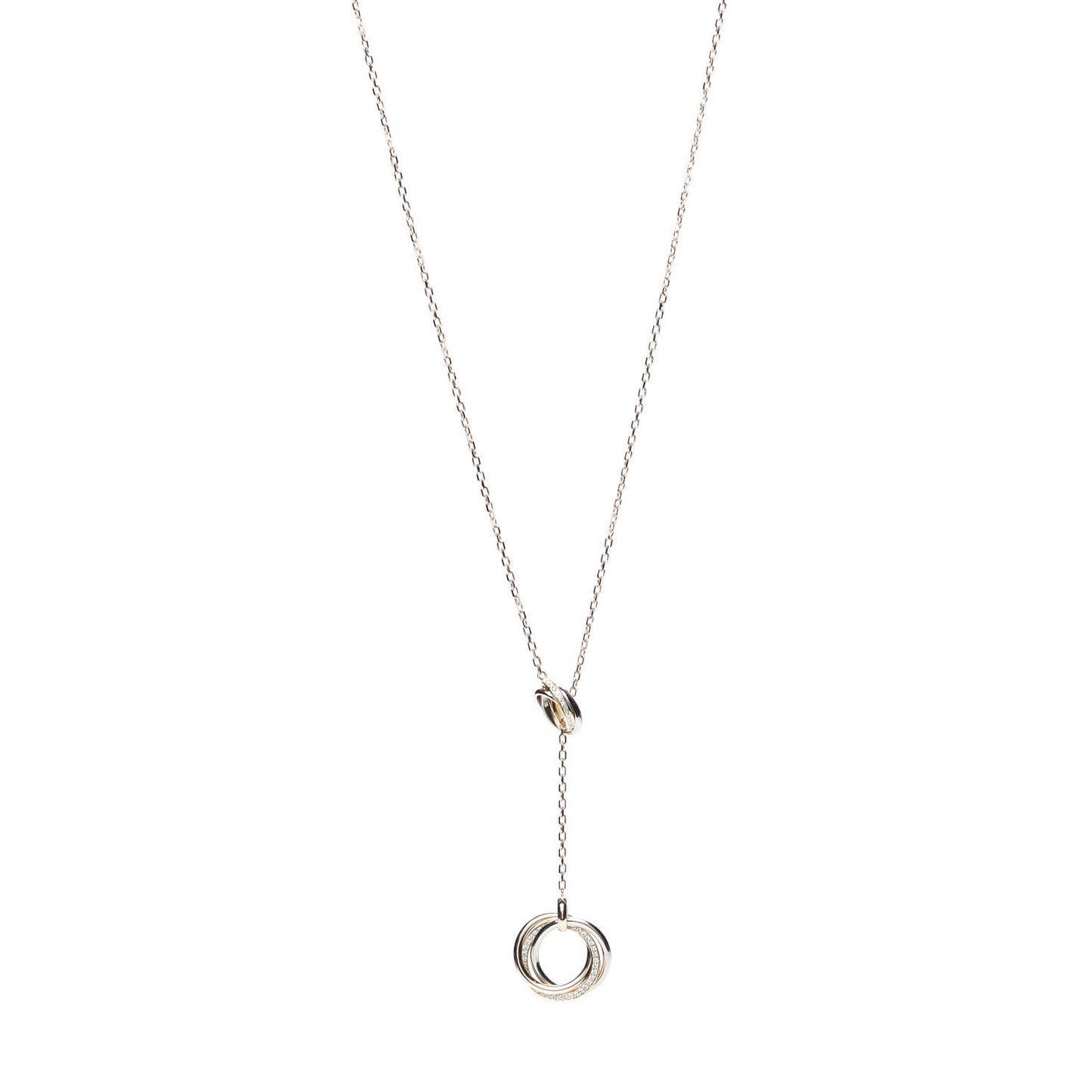 18K Pink Yellow White Gold Diamond Trinity Lariat Necklace