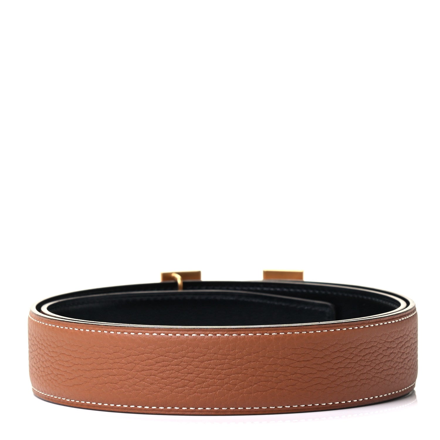 Hermes Box Togo 32mm H Belt 80 Black Gold 2 of 3