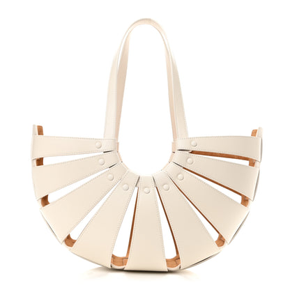 Bottega Veneta French Calfskin Shell Bag White Frost 3 of 9