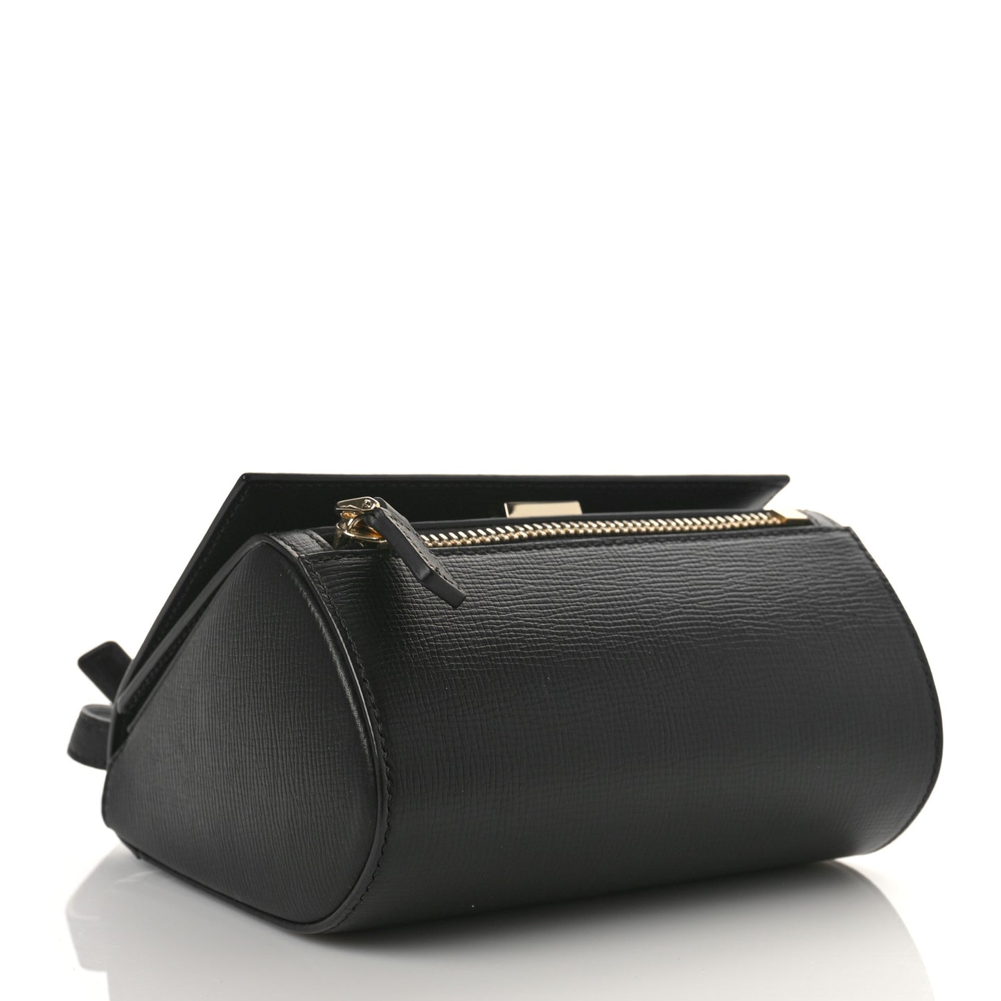 Textured Calfskin Mini Pandora Box Crossbody Bag Black