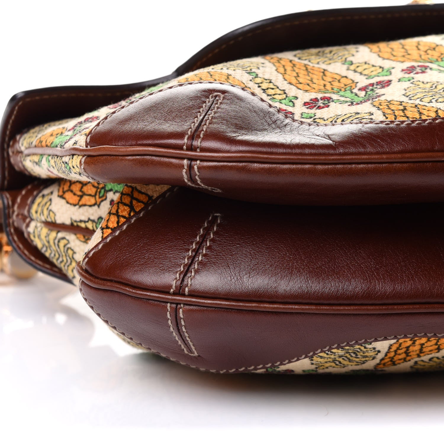 Gucci Canvas Pigna Print Peggy Bamboo Top Handle Bag Brown 9 of 10