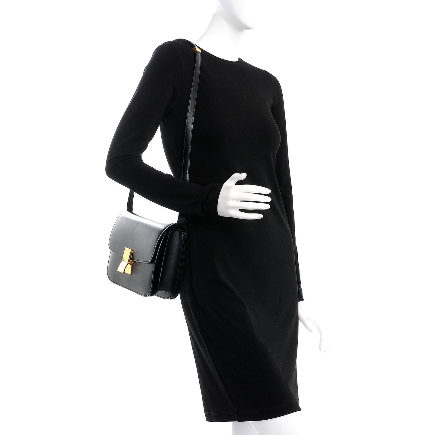 Box Calfskin Medium Classic Box Flap Bag Black
