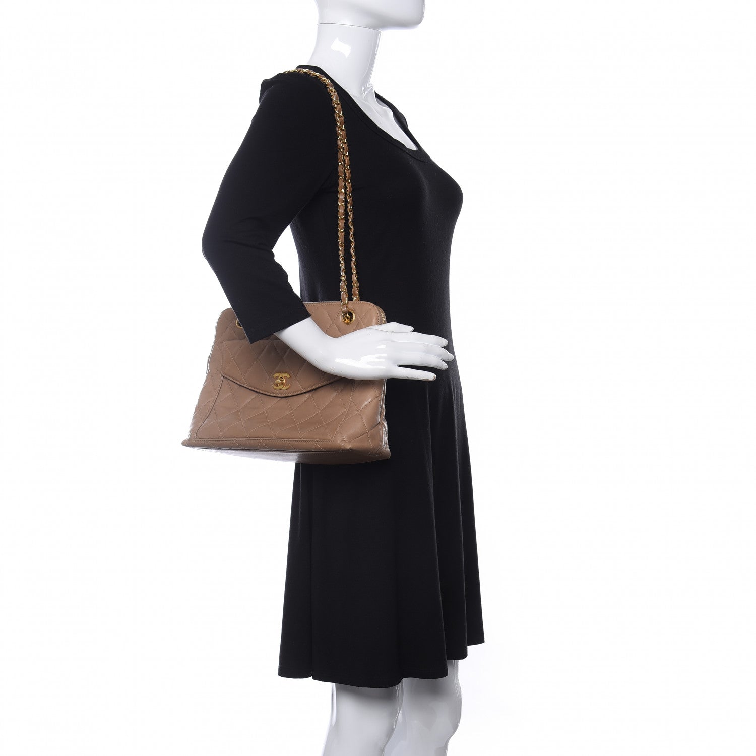 Chanel Lambskin Quilted Flap Shoulder Bag Beige 2 of 10