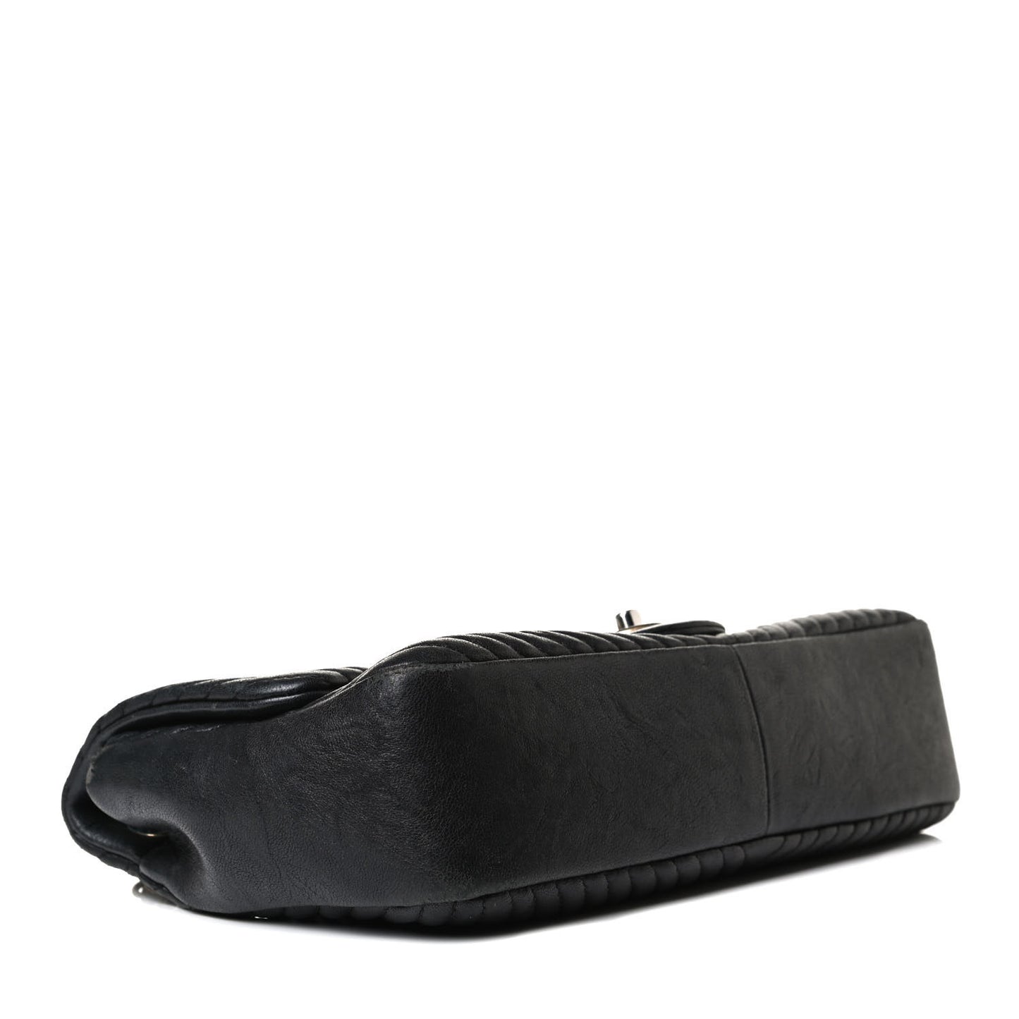Calfskin Surpique Chevron Small Flap Black