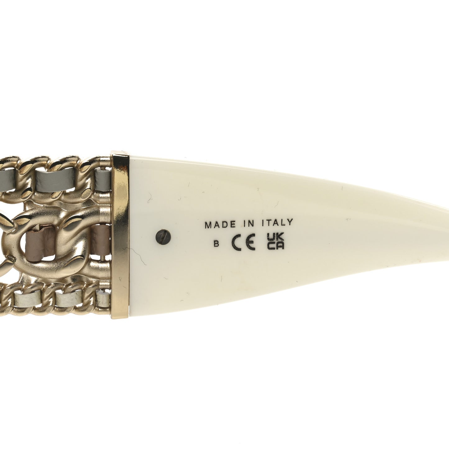 Acetate Calfskin Chain CC Sunglasses 5536-Q White