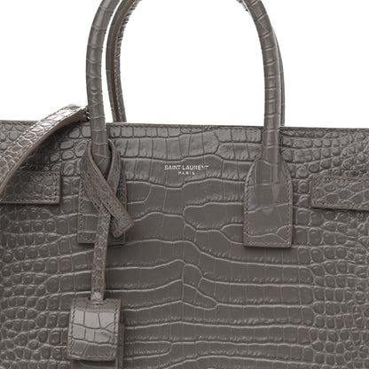 Saint Laurent Calfskin Crocodile Embossed Baby Sac De Jour Fog 7 of 11