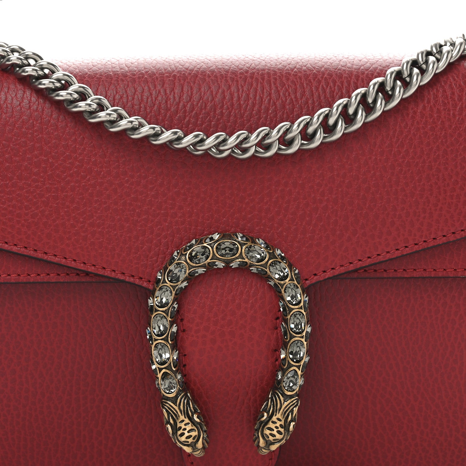 Gucci Dollar Calfskin Swarovski Crystal Small Dionysus Shoulder Bag Hibiscus Red 8 of 10