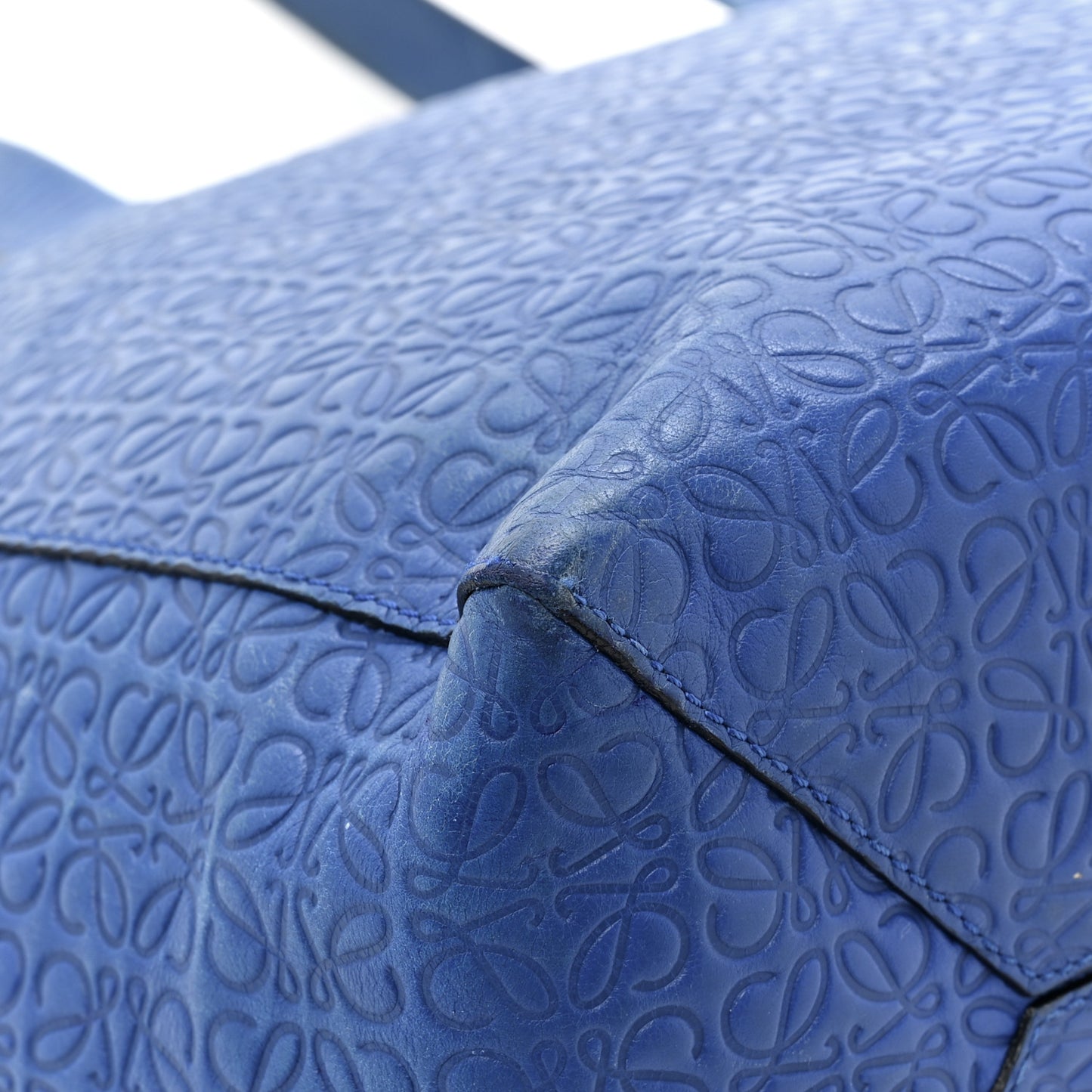Calfskin Anagram Embossed Tote Blue