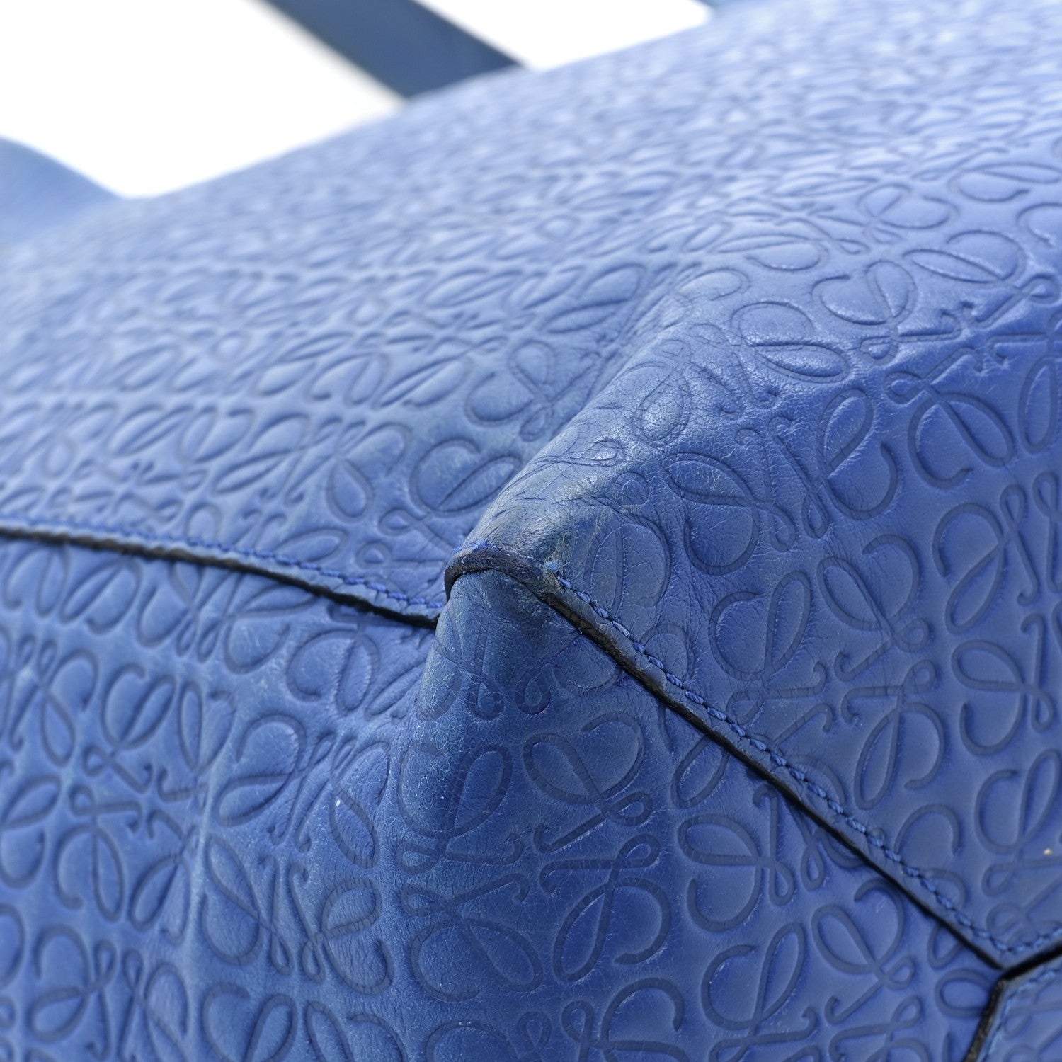 Loewe Calfskin Anagram Embossed Tote Blue 14 of 20