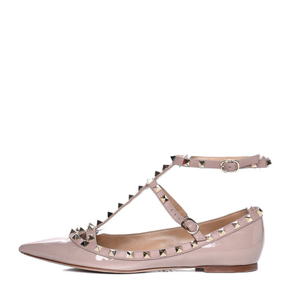 Valentino Garavani Patent Rockstud Cage Ballerina Flats 39 Poudre 1 of 14