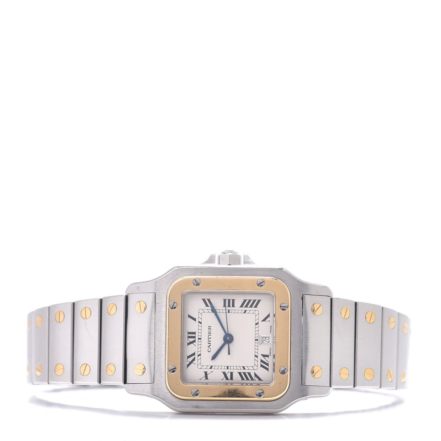 Stainless Steel 18K Yellow Gold 29mm Santos De Galbee Quartz Watch