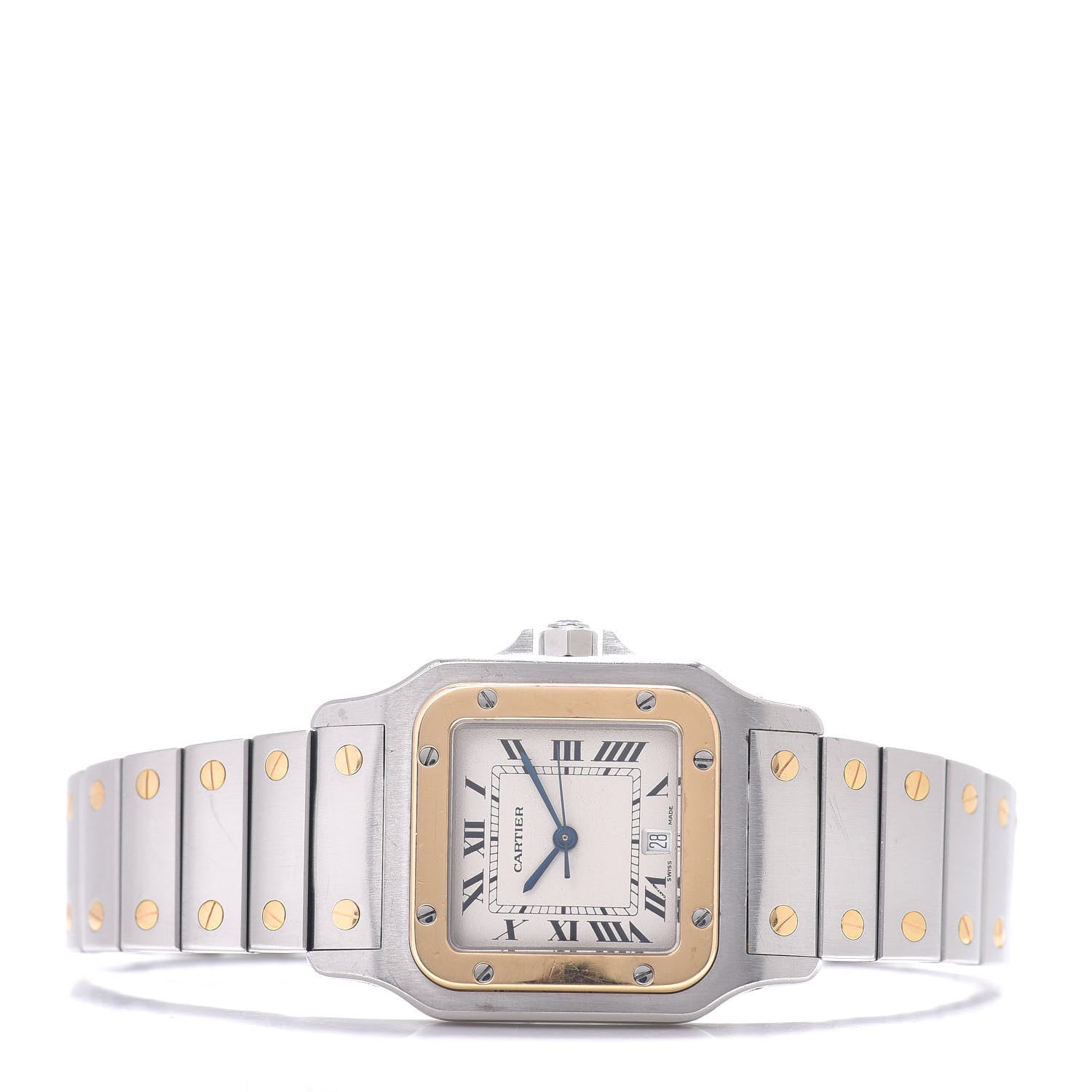 Cartier Stainless Steel 18K Yellow Gold 29mm Santos De Galbee Quartz Watch 2 of 5