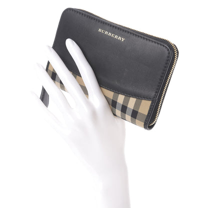 Burberry Calfskin Horseferry Check Medium Marston Zip Around Wallet Black 2 of 6