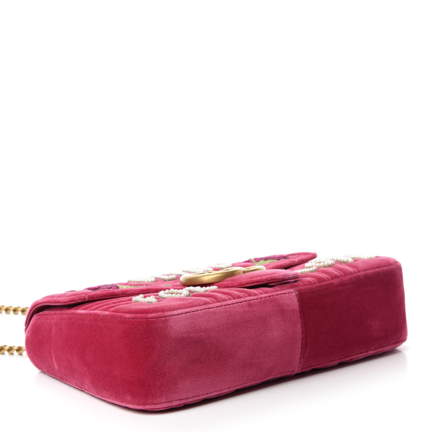 Gucci Velvet Matelasse Blind for Love Embroidered Medium GG Marmont Shoulder Bag Light Raspberry Rose Multicolor 3 of 9