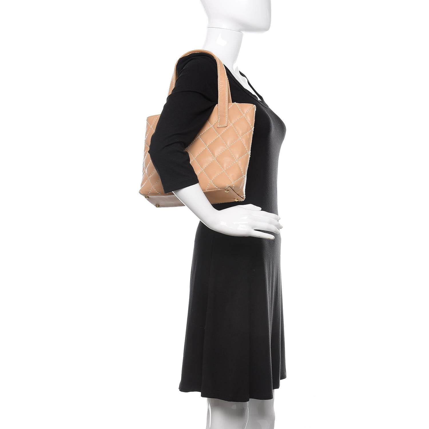 Chanel Calfskin Wild Stitch Tote Beige 2 of 12