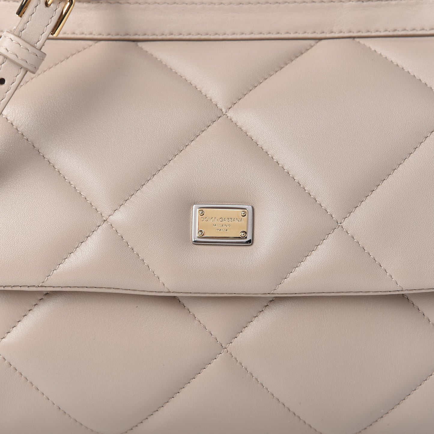 Calfskin Quilted Small Miss Sicily Satchel Beige