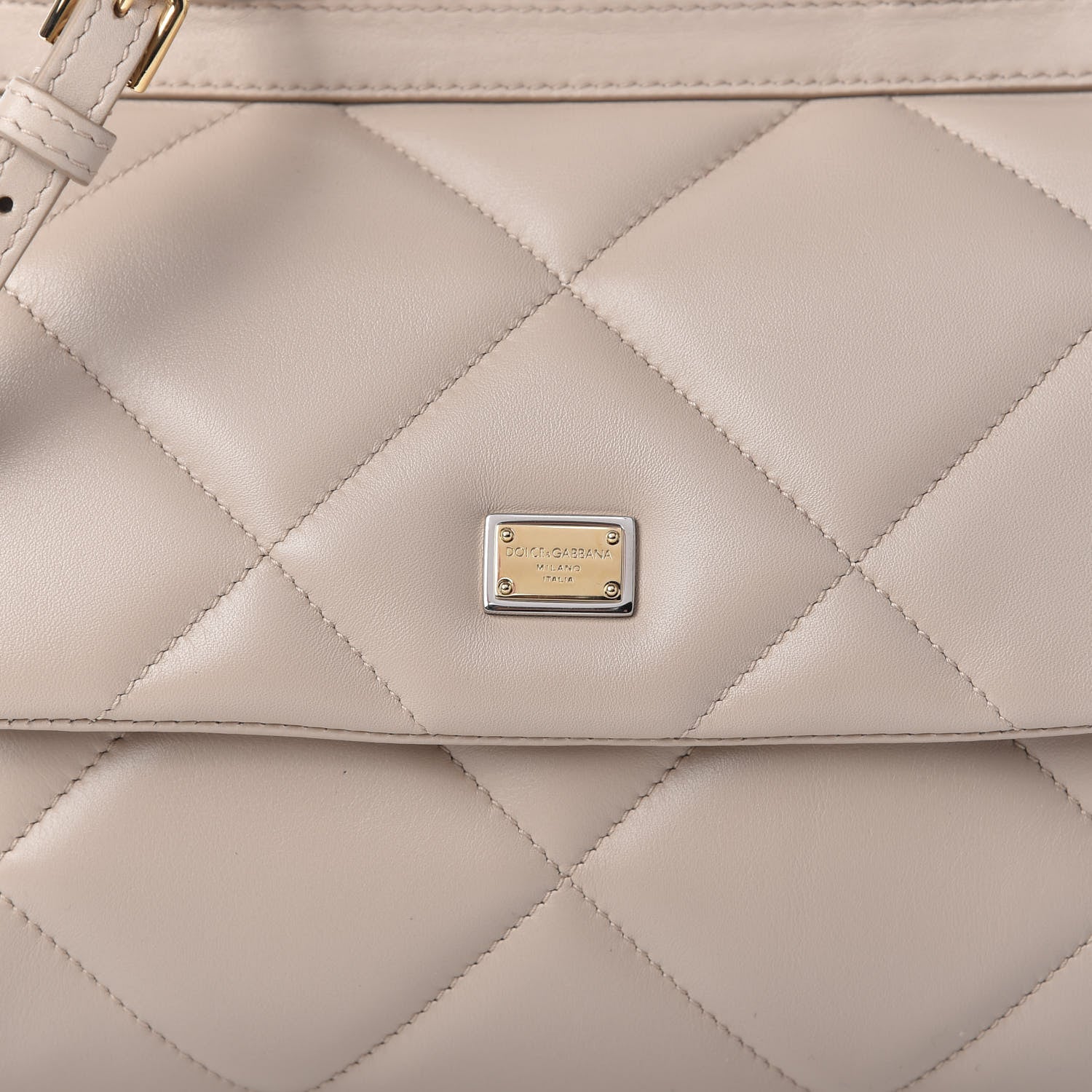 Dolce & Gabbana Calfskin Quilted Small Miss Sicily Satchel Beige 9 of 9
