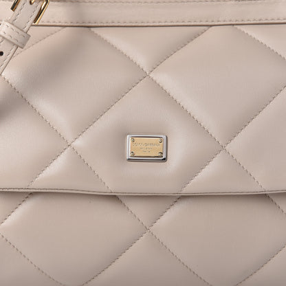 Dolce & Gabbana Calfskin Quilted Small Miss Sicily Satchel Beige 9 of 9